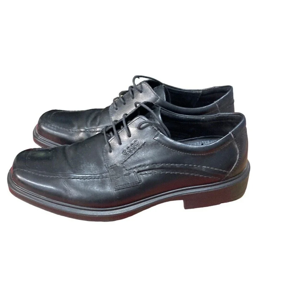 Ecco Mens Black Leather‎ Lace Up Loafers Size 45 (US 11)
